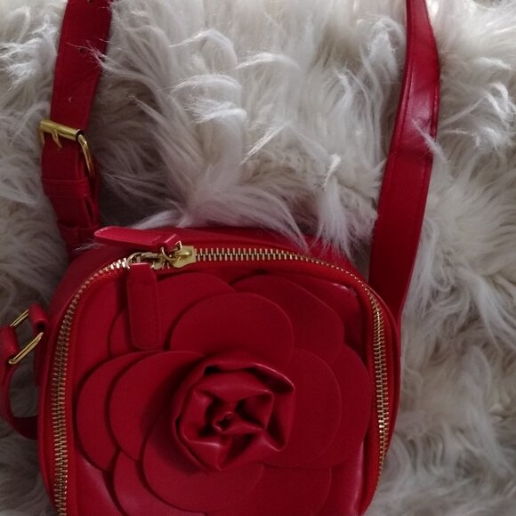 Disney iLY 4EVER Red Rose Crossbody Bag Faux Leather Floral Camera Bag - Picture 3 of 10